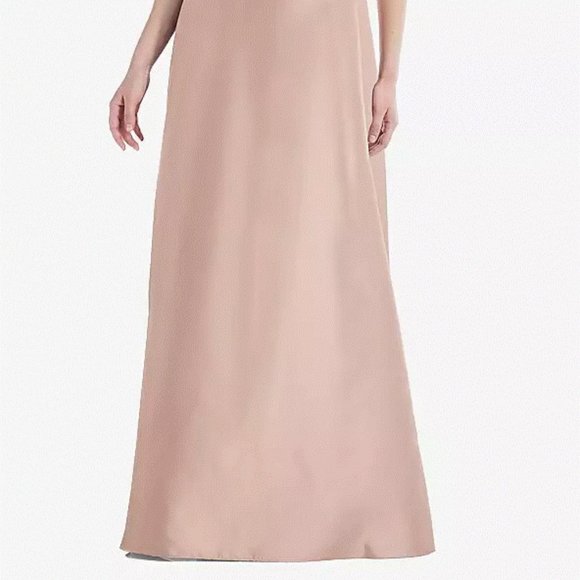 Alfred Sung 821....One-Shoulder Satin Maxi Dress .....Toasted Sugar....Size 8 - Picture 2 of 7